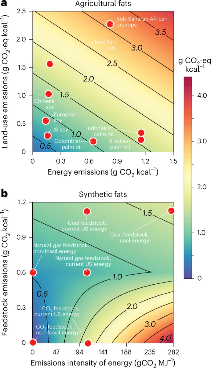 Figure 2: Comparison of emissions per calorie of edible fats.