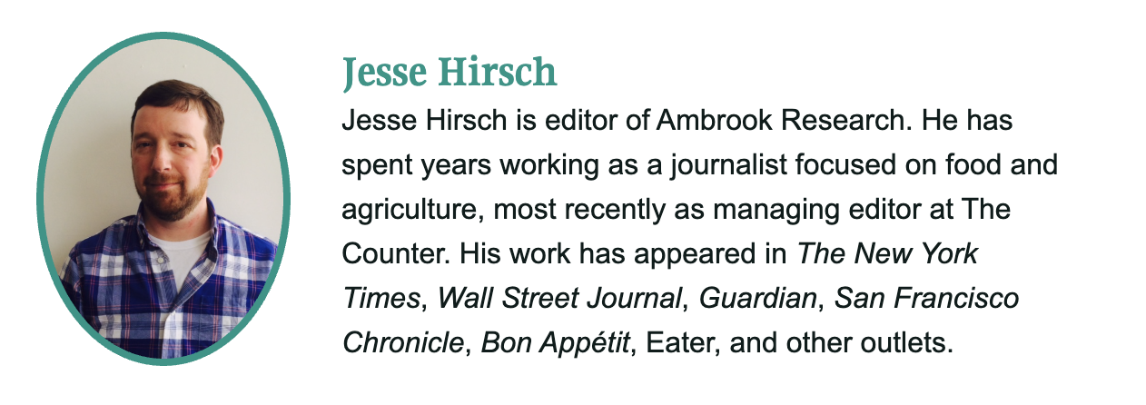 A photo and bio of Jesse Hirsch, editor of Ambrook Research.