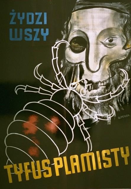 Antisemitic poster in German-occupied Poland, 1941. Caption reads: “Jews are lice. They cause typhus”. Credit: US Holocaust Memorial Museum