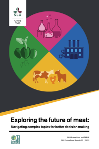 Cover of the SLU-TABLE publication "Exploring the future of meat" (2024)