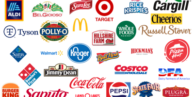 Image of corporate logos from various food companies.