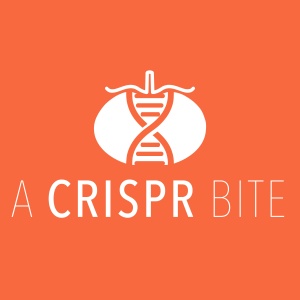 A CRISPR Bite podcast logo - DNA running through a tomato