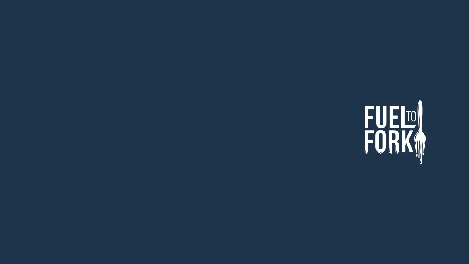 The logo for the podcast "Fuel to Fork" with a dripping fork on a dark blue background.