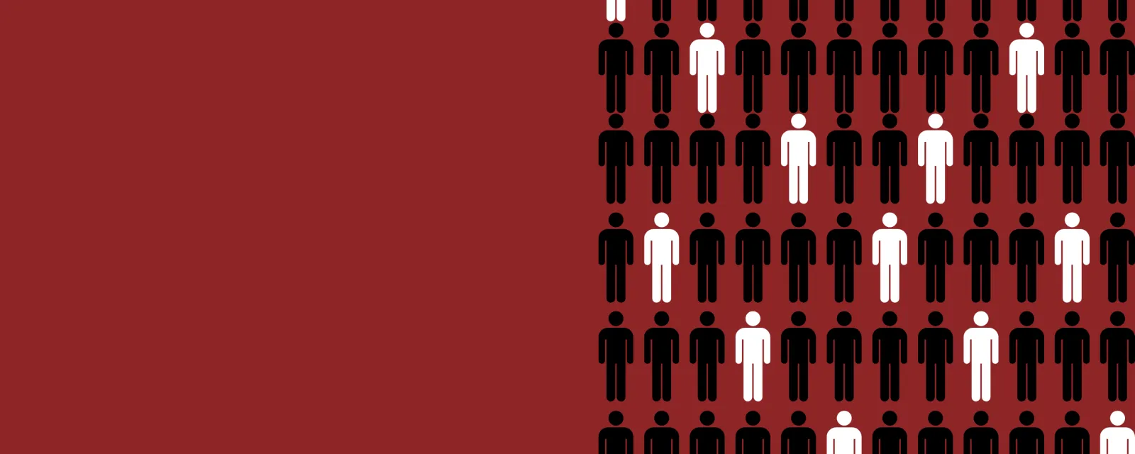 a red background and white and black people icons covering more than half of the banner space