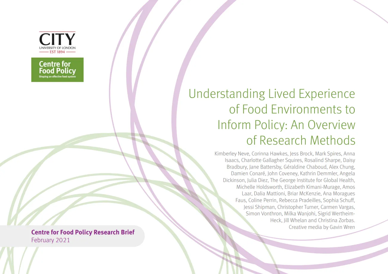 Report cover, Understanding lived experience of food environments
