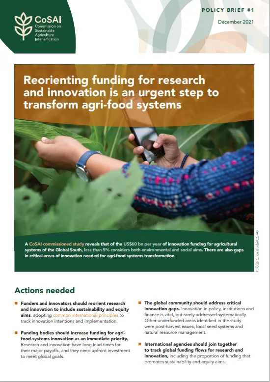 Policy briefs: investing in and scaling up agricultural innovation