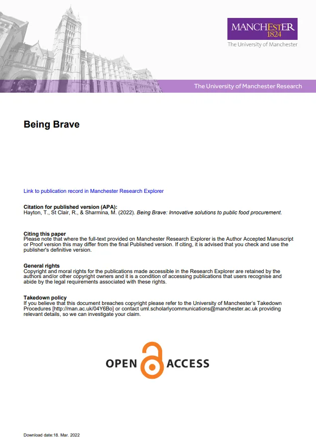 Being Brave: Innovative solutions to public food procurement