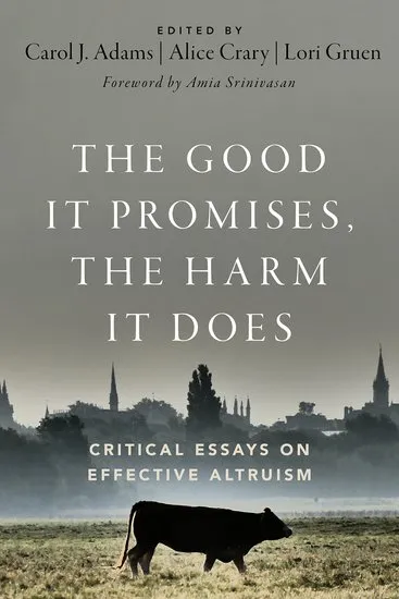 The cover of The Good it Promises, The Harm it Does depicting the silhouette of a calf in a field.