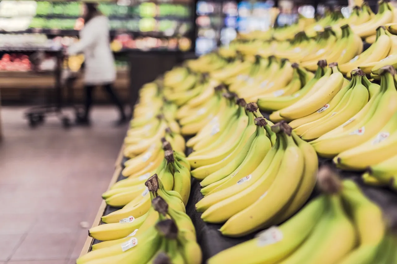 Banana stall in grocery store
