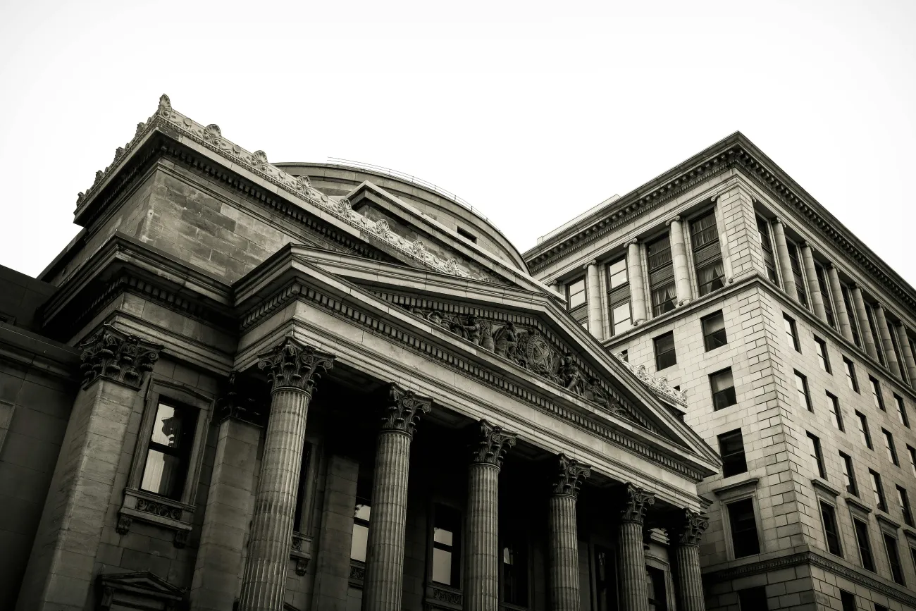 An imposing building of a bank.