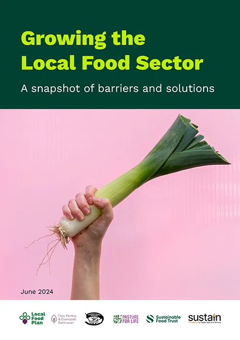 Front cover of Sustain report Growing the local food sector