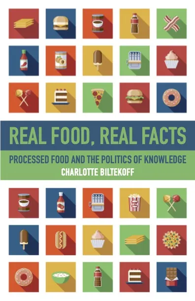cover page of Real food, real facts with cartoon images of food in little squares. 