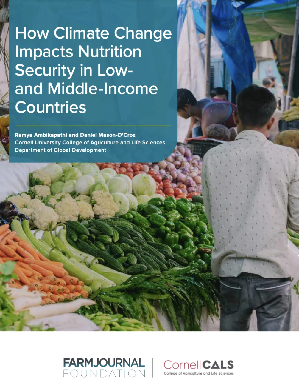 Picture of man at vegetable stand with report title