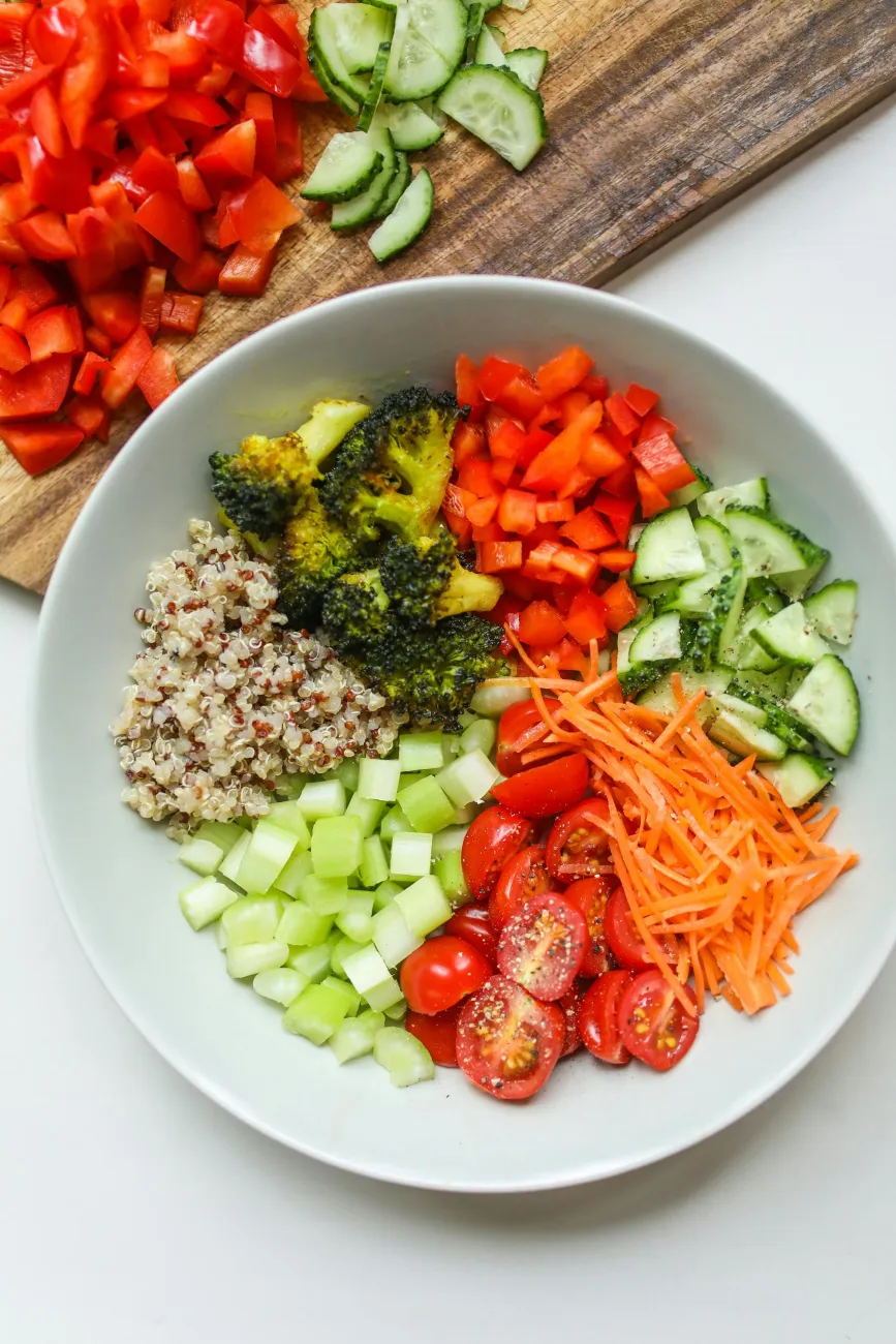 A plate with lots of vegetables. Credit: Polina Tankilevitch via Pexels