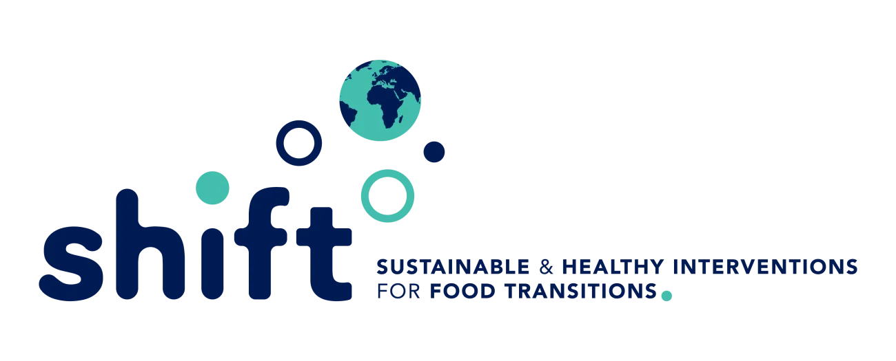 The logo for the Sustainable and Healthy Interventions for Food Transitions or SHIFT