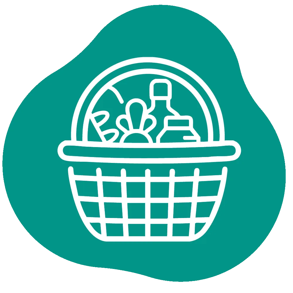 Icon of basket containing food items