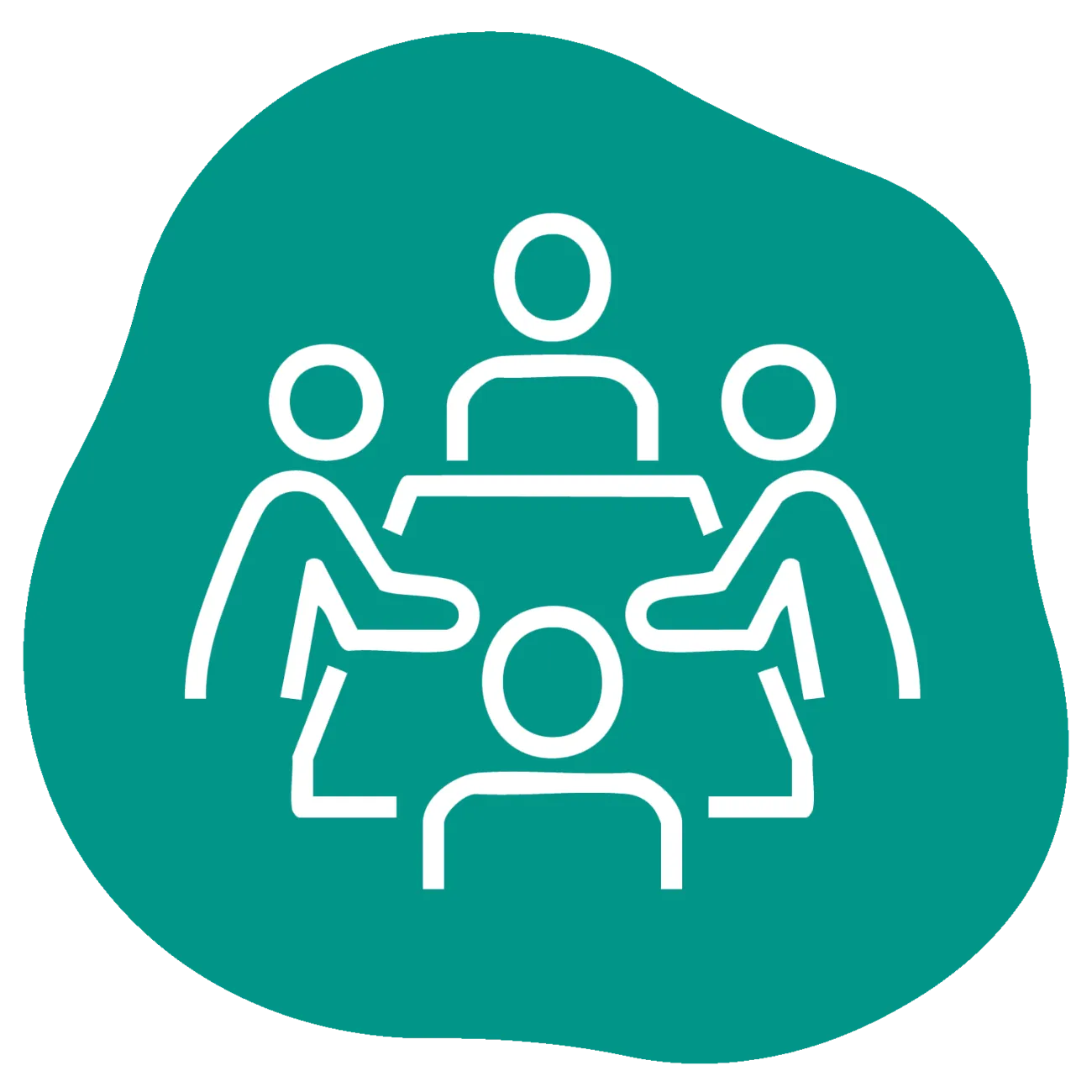 Icon of four people sat round a table