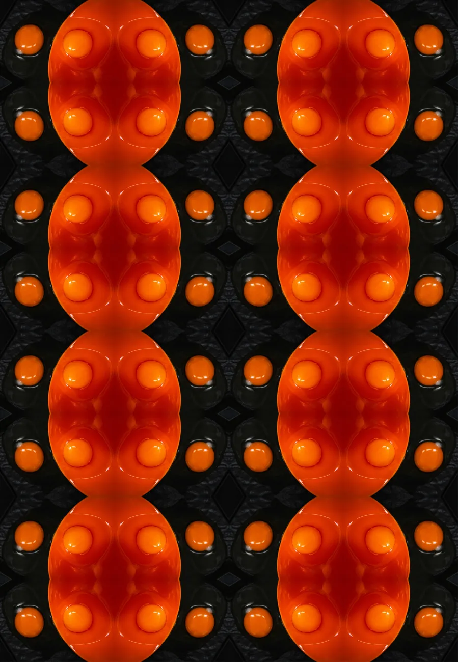 A kaleidoscope image created from egg yolks. Photo by Le Tia via Unsplashed.