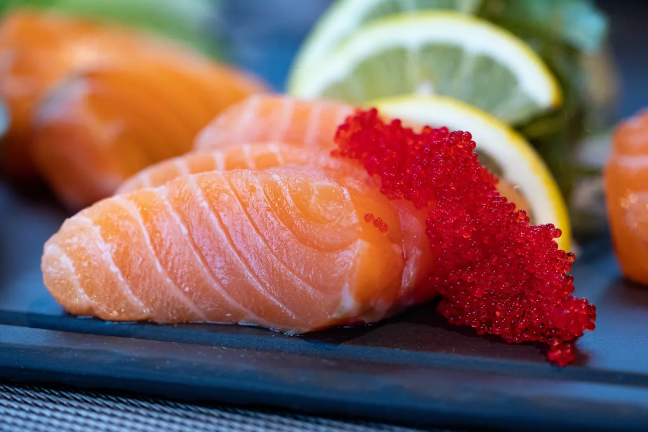 Image: Valeria Boltneva, Close-up photo of sliced salmon, Pexels, Pexels Licence