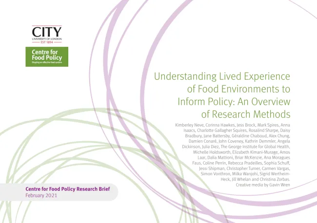 Report cover, Understanding lived experience of food environments