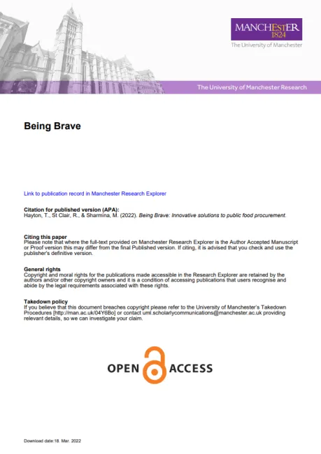 Being Brave: Innovative solutions to public food procurement
