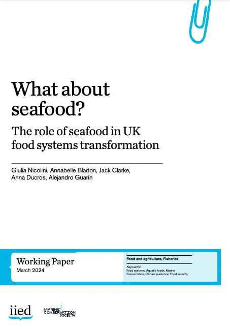 Image of the role of seafood in food systems transformation report title page