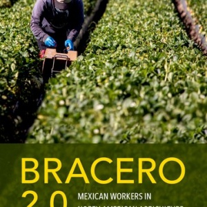 Front cover of the book “Bracero 2.0: Mexican workers in North American Agriculture” by Philip Martin with agricultural field workings tending crops